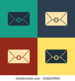Color Envelope icon isolated on color background. Email message letter symbol. Vintage style drawing. Vector Illustration