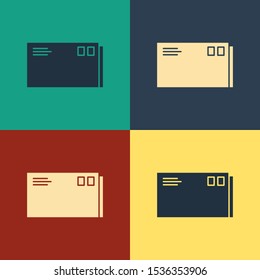 Color Envelope icon isolated on color background. Email message letter symbol. Vintage style drawing. Vector Illustration