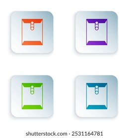 Color Envelope icon isolated on white background. Received message concept. New, email incoming message, sms. Mail delivery service. Set colorful icons in square buttons. Vector