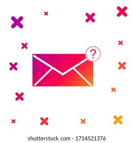 Farbumschlag mit Fragezeichen Symbol einzeln auf weißem Hintergrund. Brief mit Fragezeichen-Symbol. Senden Sie Ihre Anfrage per E-Mail. Gradient zufällige dynamische Formen. Vektorillustration-Illustration