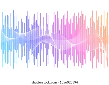 Color equalizer isolated on white background. Vector illustration. Pulse music player. Audio wave logo. Vector design element Poster of the sound wave template visualization signal Illustration eps 10