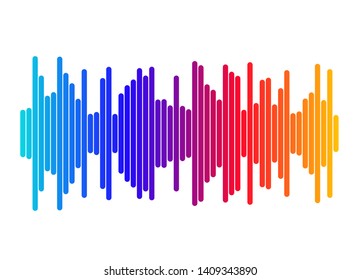 Color equalizer isolated on white background. Vector illustration. Pulse music player. Audio wave logo. Vector design element Poster of the sound wave template visualization signal Illustration eps 10