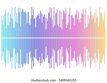 Color equalizer isolated on white background. Vector illustration. Pulse music player. Audio wave logo. Vector design element Poster of the sound wave template visualization signal Illustration eps 10