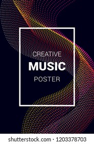 Color Equalizer on a dark background. Night music event. Abstract wave lines. Musical poster.