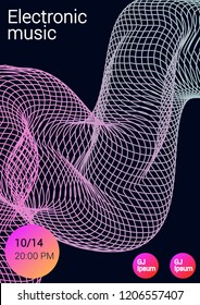 Color Equalizer on a dark background. Night music event. Abstract wave lines. Musical poster.