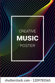 Color Equalizer on a dark background. Night music event. Abstract wave lines. Musical poster.