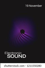 Color Equalizer on a dark background. Night music event. Abstract wave lines. Musical poster.