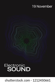Color Equalizer on a dark background. Night music event. Abstract wave lines. Musical poster.