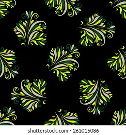 Color ethnic ornament, seamless pattern, hohloma, doodle floral russian style element