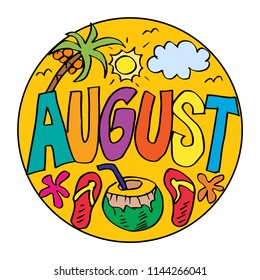 Color example. August Coloring Pages for Kids