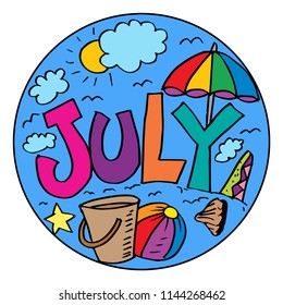Color example. July Coloring Pages for Kids