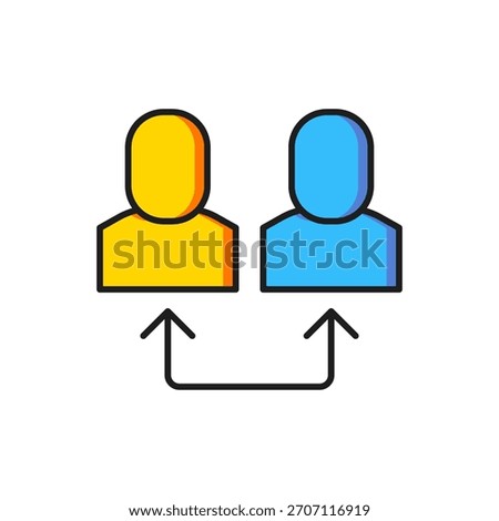 Color Exchange work icon isolated on white background. Information exchange between people. Employee or people Replacement or swap position concept. Flat filled outline style with shadow. Vector
