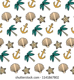 color exotic marine plants and anchor background