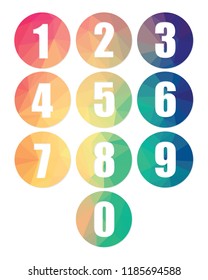 Color explosion round web buttons vectors.3d texture number stickers in vivid colors low poly design.