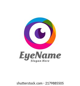 Plantilla de diseño de logotipo ocular en color. Vector de concepto de logotipo de Color de los ojos. Símbolo de icono creativo