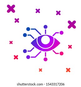 Color Eye scan icon isolated on white background. Scanning eye. Security check symbol. Cyber eye sign. Gradient random dynamic shapes. Vector Illustration