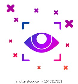Color Eye scan icon isolated on white background. Scanning eye. Security check symbol. Cyber eye sign. Gradient random dynamic shapes. Vector Illustration