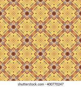 Color fabric plaid. Seamless vector illustration.  Classic diagonal square textile pattern. Blue brown men's fashion pattern.