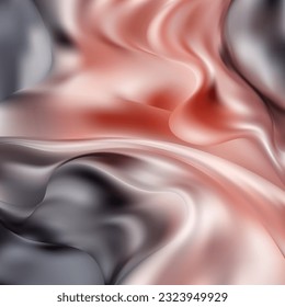 color  fabric texture background, wavy fabric. Gray and light pink colors.