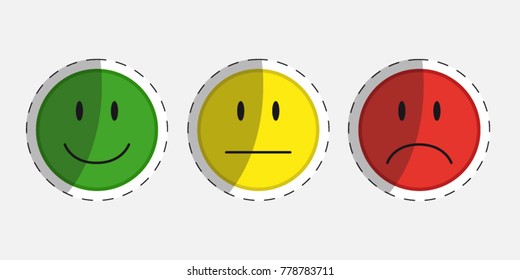 Color Faces For Feedback Or Mood - 3 Sticker Vector Icons