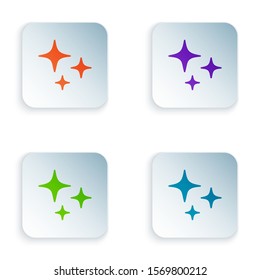 Color Falling star icon isolated on white background. Shooting star with star trail. Meteoroid, meteorite, comet, asteroid, star icon. Set icons in square buttons. Vector Illustration