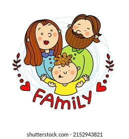 color family vector illustration isolated on white background