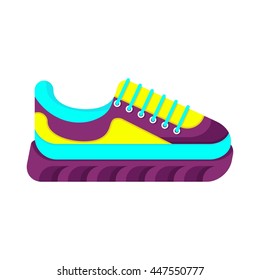 Color fashionable sneakers. Cartoon flat vector illustration. Objects isolated on a white background.