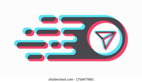 A color fast button with a share icon drawn in a flat style and isolated on a white background. Web design. The concept of modern technologies, friendship, and friendly relations. Vector illustration