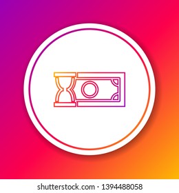 Color Fast payments line icon isolated on color background. Fast money transfer payment. Financial services, fast loan, time is money, cash back concept. Circle white button. Vector Illustration