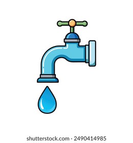 Color faucet in flat style. Water supply illustration for infographics, websites or apps