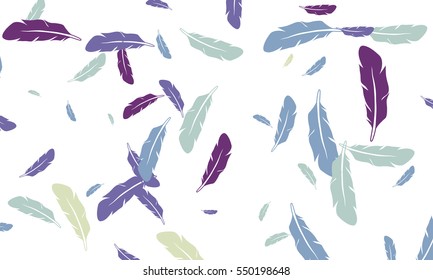 color feathers of birds falling abstract background design