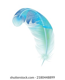 Color feathers realistic composition with isolated image of colored birds feather on blank background vector illustration