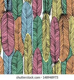 Color feathers seamless background