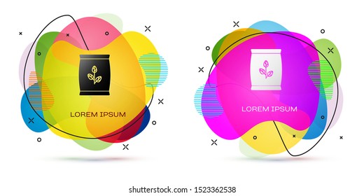 Color Fertilizer bag icon isolated on white background. Abstract banner with liquid shapes. Vector Illustration