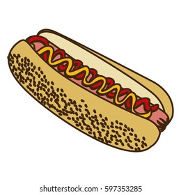 color figure with hot dog vector illustration