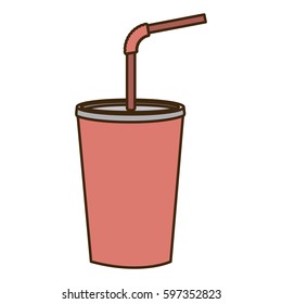 color figure of soda with straw vector illustration