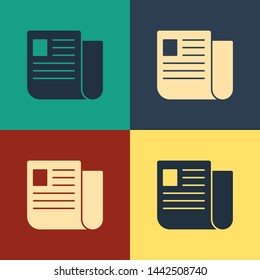 Color File document icon isolated on color background. Checklist icon. Business concept. Vintage style drawing. Vector Illustration