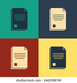 Color File document icon isolated on color background. Checklist icon. Business concept. Vintage style drawing. Vector Illustration
