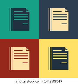 Color File document icon isolated on color background. Checklist icon. Business concept. Vintage style drawing. Vector Illustration