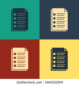Color File document icon isolated on color background. Checklist icon. Business concept. Vintage style drawing. Vector Illustration