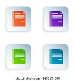 Color File document icon isolated on white background. Checklist icon. Business concept. Set icons in colorful square buttons. Vector Illustration