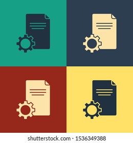 Color File document icon isolated on color background. Adjusting, service, setting, maintenance, repair, fixing. Vintage style drawing. Vector Illustration