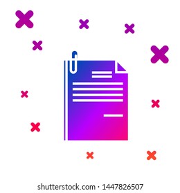Color File document and paper clip icon isolated on white background. Checklist icon. Business concept. Gradient random dynamic shapes. Vector Illustration