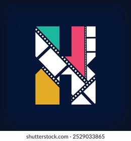 Film couleur photo collage Lettre X, création de logo en forme de signe moderne. Conception géométrique simple de l'identité d'entreprise.
