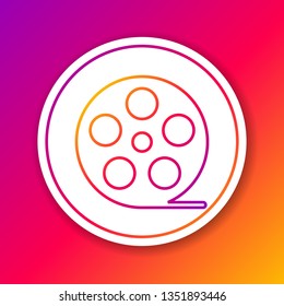 Color Film reel line icon isolated on color background. Circle white button. Vector Illustration