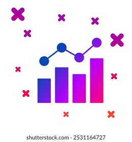 Farbe Symbol für Zunahme des Finanzwachstums einzeln auf weißem Hintergrund. Steigerung des Umsatzes. Farbverlauf zufälliger dynamischer Formen. Vektorgrafik