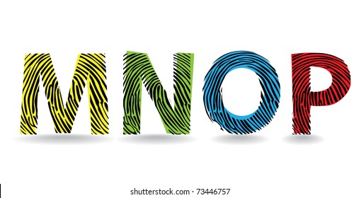 color fingerprint alphabet letters - illustration