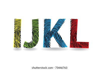 color fingerprint alphabet letters - illustration