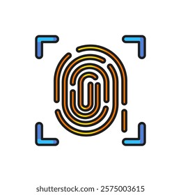 Color Fingerprint icon isolated on white background. ID app icon. Identification sign. Touch id. Flat filled outline style with shadow. Vector