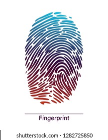 Color fingerprint symbol shape.Fingerprint. Abstract vector fingerprint icon Biometric security sign. Cyber security concept. Interface button